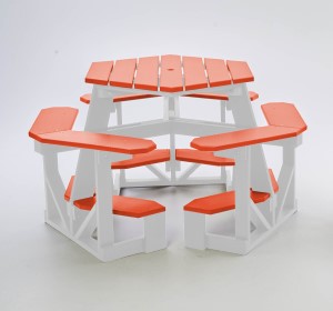 Orange and White Pub Height Picnic Table